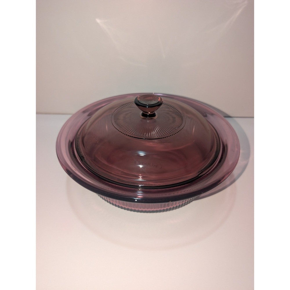 Pyrex Corning Cranberry Glass VISION 1QT 1L V-31-B Round Casserole w/ Lid